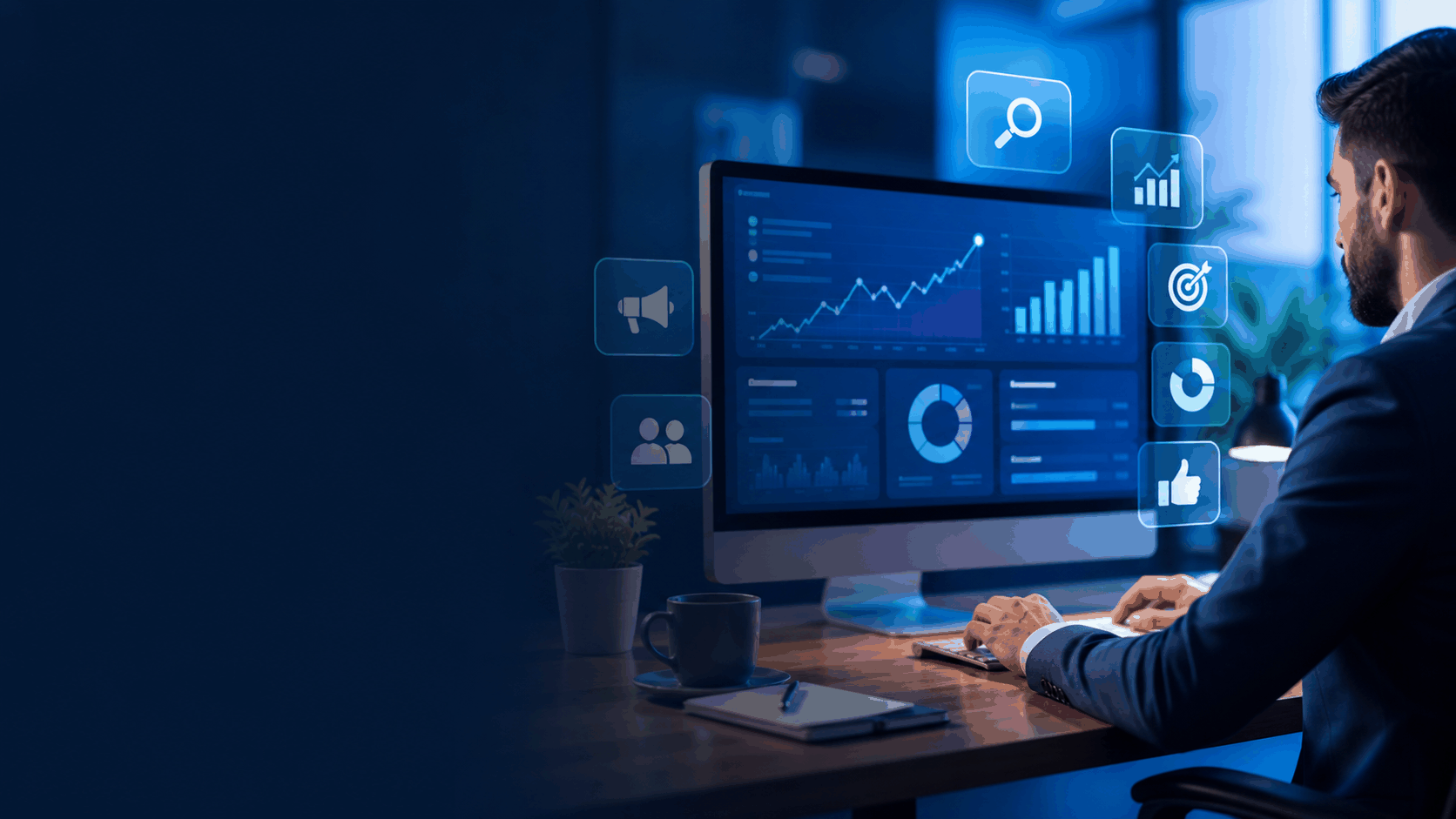 Digital marketing specialist reviewing search and campaign analytics